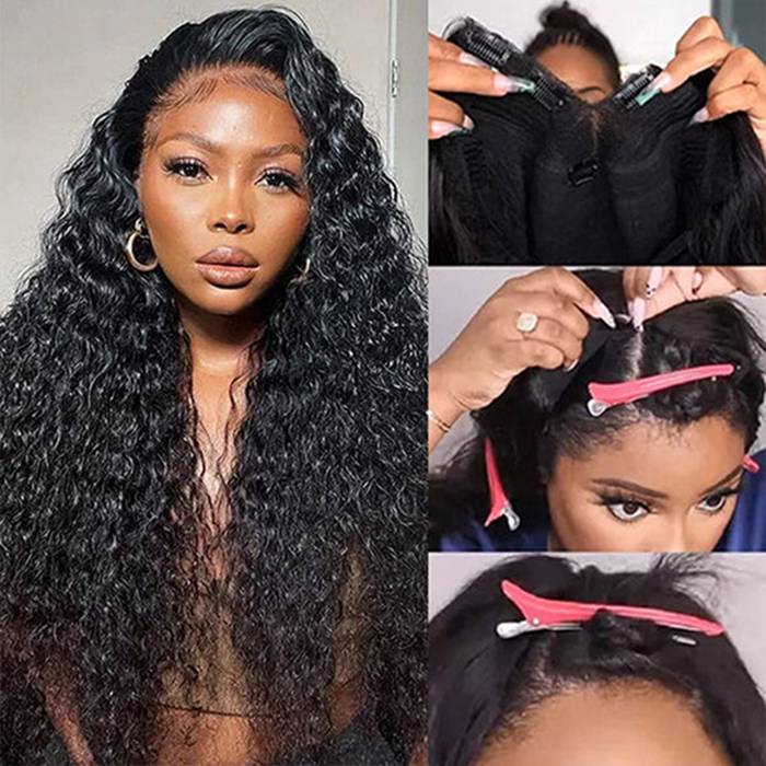 Glueless Deep Wave V Part Wig Human Hair Beginner Friendly Natural Scalp Curly Human Hair
