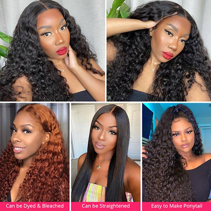 Glueless Deep Wave V Part Wig Human Hair Beginner Friendly Natural Scalp Curly Human Hair