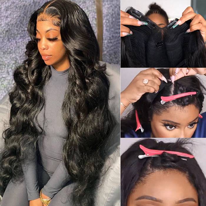 Glueless V Part Wig Body Wave Human Hair Wigs Beginner Friendly