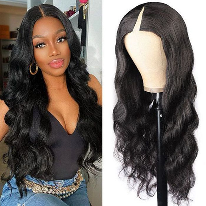 Glueless V Part Wig Body Wave Human Hair Wigs Beginner Friendly