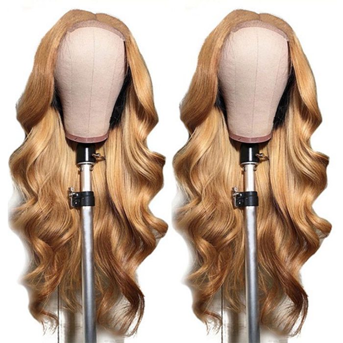 Honey Blonde Lace Front Wig 27 Colored Body Wave Human Hair Wigs