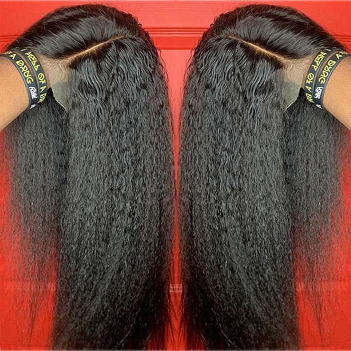 Kinky Straight 13x4 HD Transparent Lace Front Wig Natural Hairline Pre-Plucked