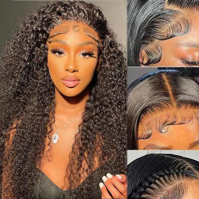 Kinky Curly Human Hair Wig with Precision Cut Bangs main image 1
