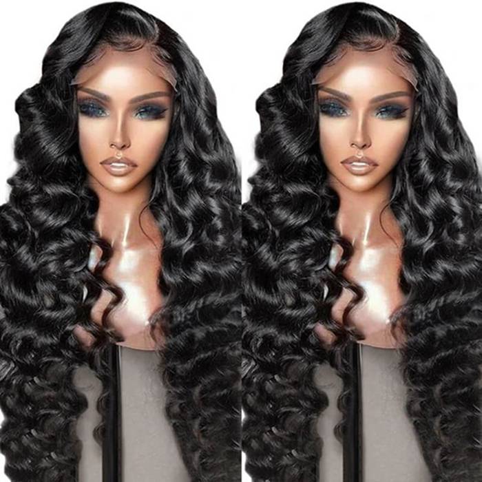 HD Transparent Lace Wig 13x4 Loose Wave Human Hair Wig Pre Plucked Hairline