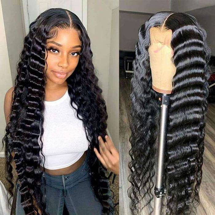 Loose Deep Wave Wig Preplucked Hairline HD Transparent Skin Melt Lace Front 13x4 Human Hair Wigs