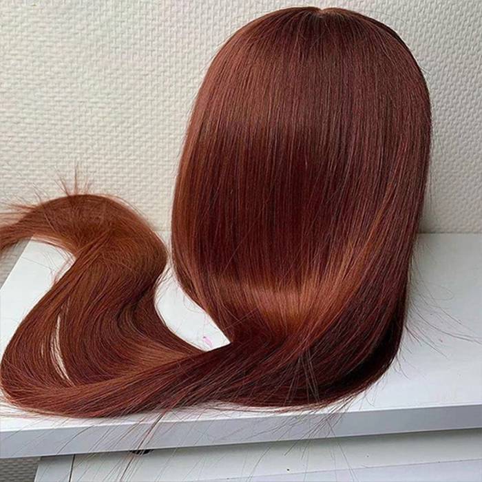 Reddish Brown 13x4 Straight Lace Front Wigs #33 Auburn Brown Glueless Human Hair Wigs