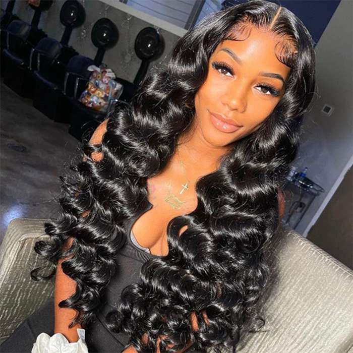 HD Transparent Lace Wig 13x4 Loose Wave Human Hair Wig Pre Plucked Hairline