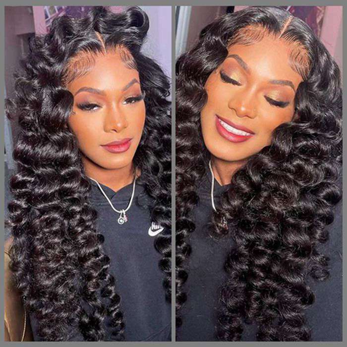 HD Transparent Lace Wig 13x4 Loose Wave Human Hair Wig Pre Plucked Hairline