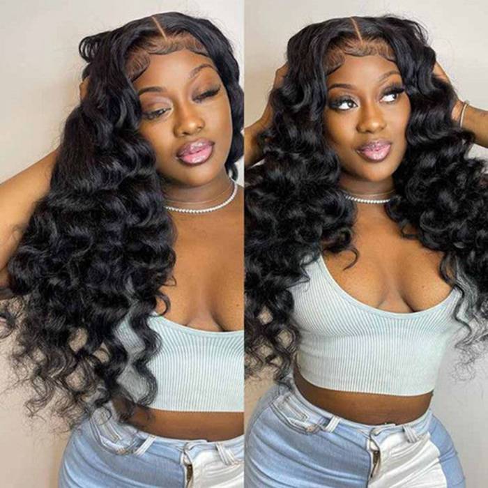 HD Transparent Lace Wig 13x4 Loose Wave Human Hair Wig Pre Plucked Hairline