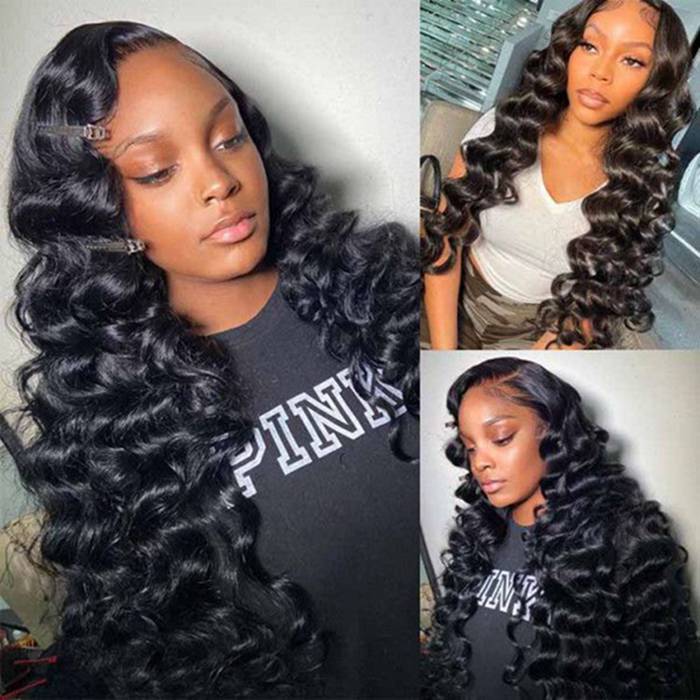 HD Transparent Lace Wig 13x4 Loose Wave Human Hair Wig Pre Plucked Hairline