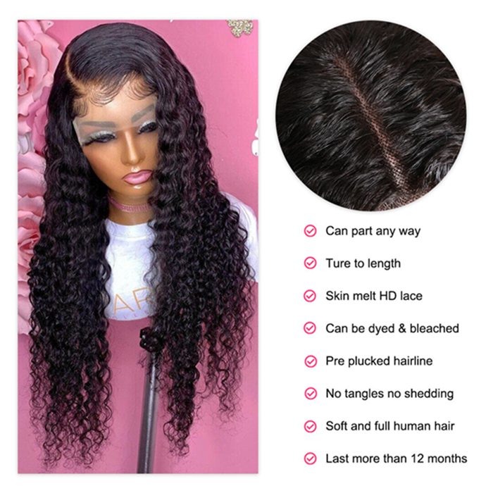 Water Wave 13x4 13x6 Transparent Lace Frontal Wig Brazilian Human Hair Wigs