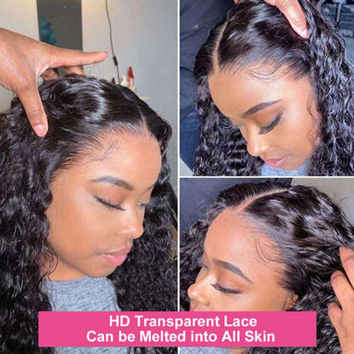 Water Wave Hair 13x4 Lace Front Wigs Glueless HD Transparent Lace Wig Pre-plucked Hairline