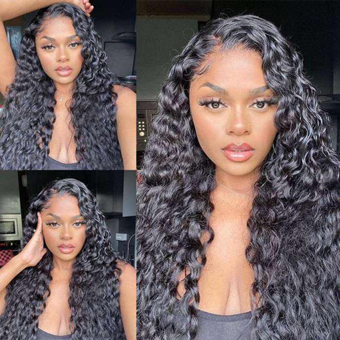 Water Wave Hair 13x4 Lace Front Wigs Glueless HD Transparent Lace Wig Pre-plucked Hairline