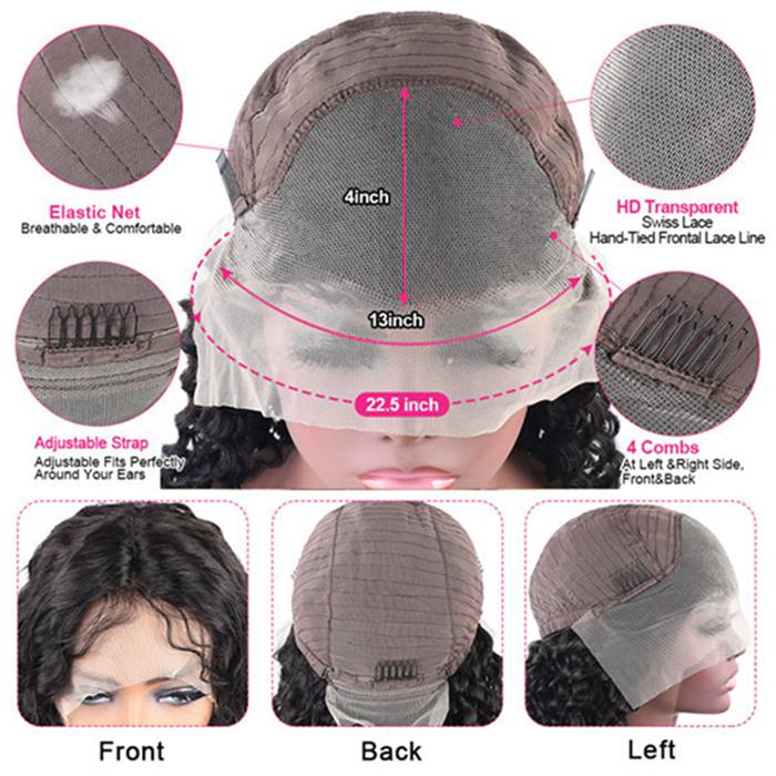 Water Wave Hair 13x4 Lace Front Wigs Glueless HD Transparent Lace Wig Pre-plucked Hairline