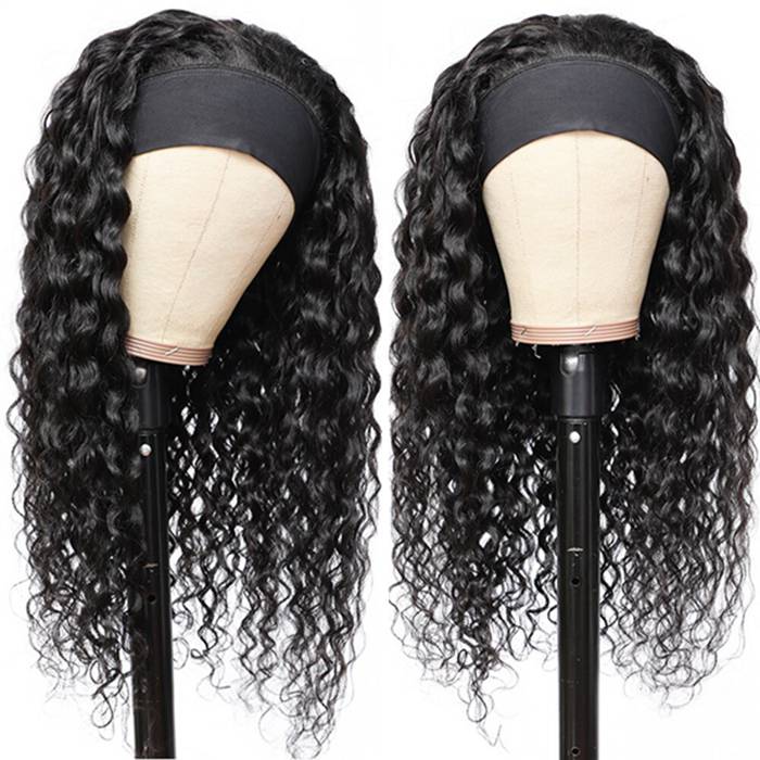 Water Wave Wigs Human Hair Headband Wigs Natural Wave Half Wigs