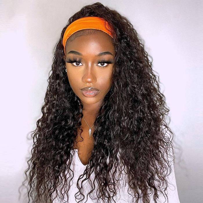 Water Wave Wigs Human Hair Headband Wigs Natural Wave Half Wigs