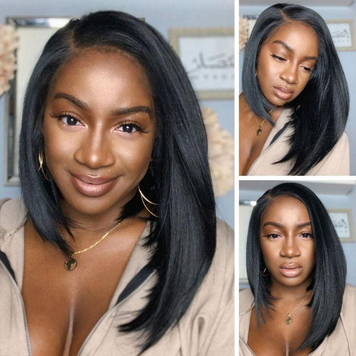 Wear And Go-Glueless Super Natural Side Part Lace Bob Wig