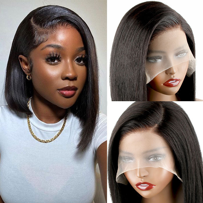 Wear And Go-Glueless Super Natural Side Part Lace Bob Wig