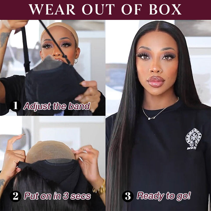 Wear And Go-Straight HD Glueless Human Hair Pre Cut Lace Wig