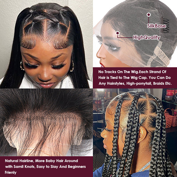 Full Lace Human Hair Wigs for Women Straight Lace Front Wig Pre Plucked