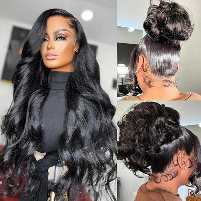 Body Wave Transparent HD Full Lace Frontal Human Hair Wigs Pre Plucked