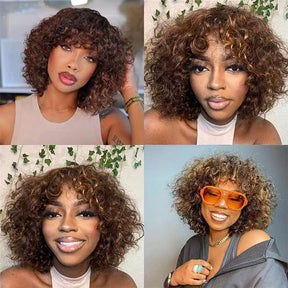 Mandisa Flash Sale P4/27 Highlight Curly Bob Wig With Bang