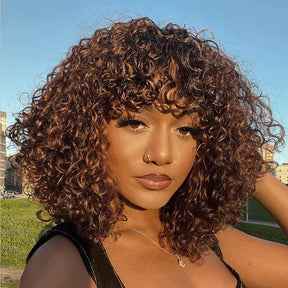 Mandisa Flash Sale P4/27 Highlight Curly Bob Wig With Bang