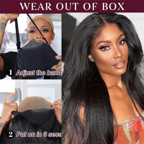 Air Cap-Breathable Kinky Straight HD Glueless Human Hair Pre Cut Lace Wig