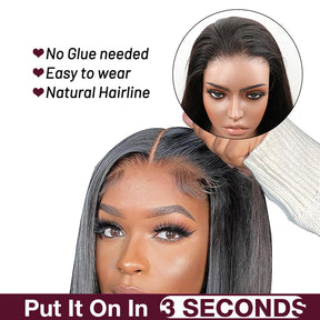 Air Cap-Breathable Kinky Straight HD Glueless Human Hair Pre Cut Lace Wig