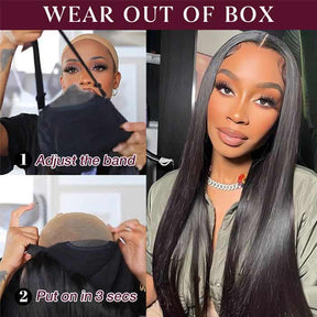 Air Cap-Breathable Straight HD Transparent Lace Front Glueless Wig
