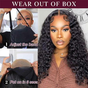 Air Cap-Glueless Water Wave Pre-Cut Wear Go HD Lace Closure Human Hair Wigs