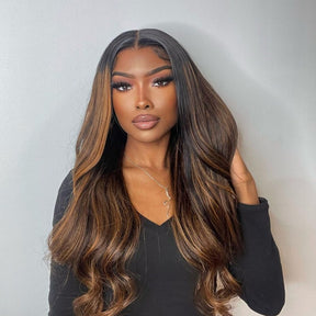 [Flash Deal] Brown Highlight Swiss Lace Wigs Body Wave Virgin Hair