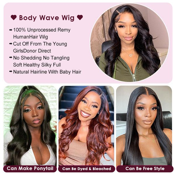 [Flash Deal] 4x4 / 5x5 HD Swiss Lace Body Wave / Straight Brazilian Virgin Human Hair Wigs