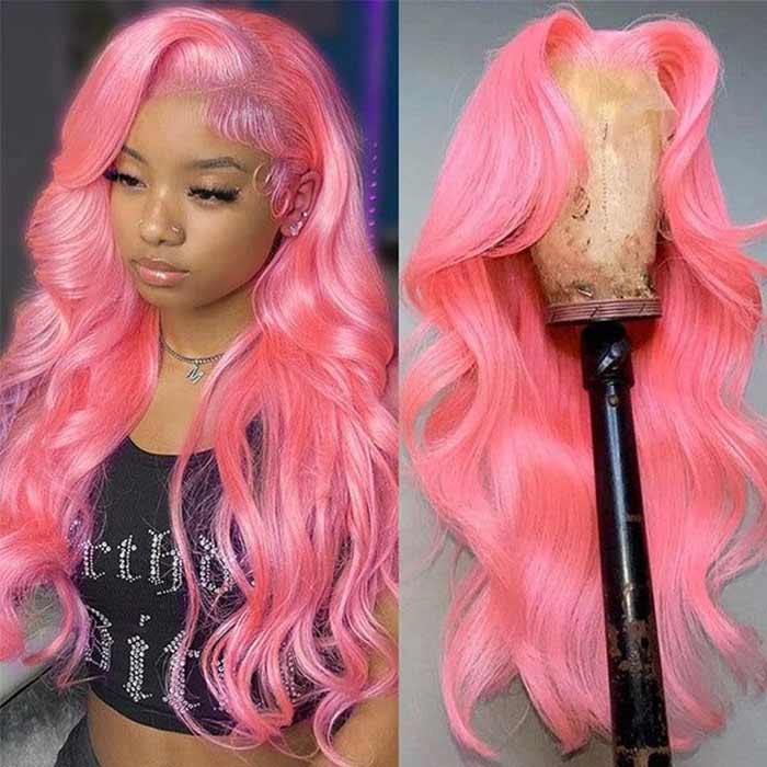 [Flash Deal] Purple / Pink Colored Body Wave Human Hair Wigs