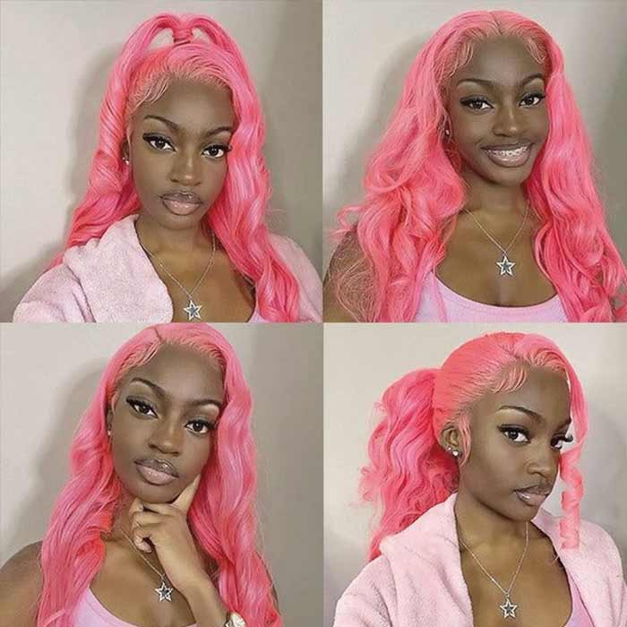 [Flash Deal] Purple / Pink Colored Body Wave Human Hair Wigs