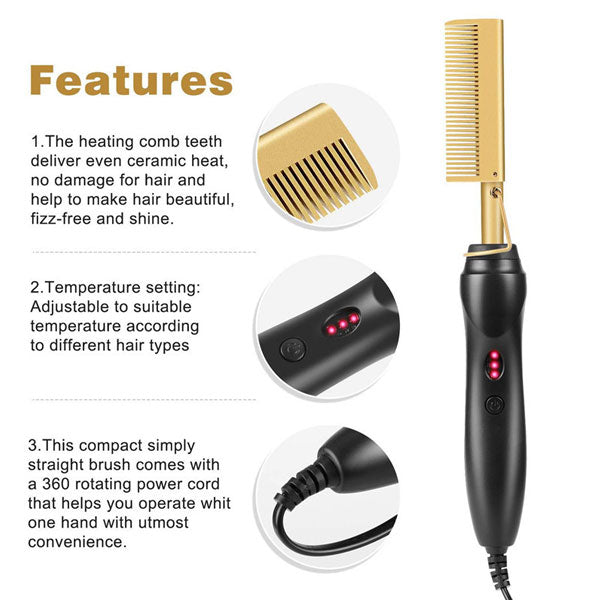 Hair Straightener Flat Irons Straightening Brush Hot Heating Comb