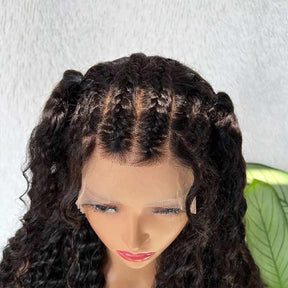 13x4 HD Lace Front Braided Deep Wave Virgin Human Hair Wigs