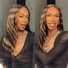 STRIPE UNIT Patches Transparent HD Lace Front Straight On Natural Color Human Hair Wigs