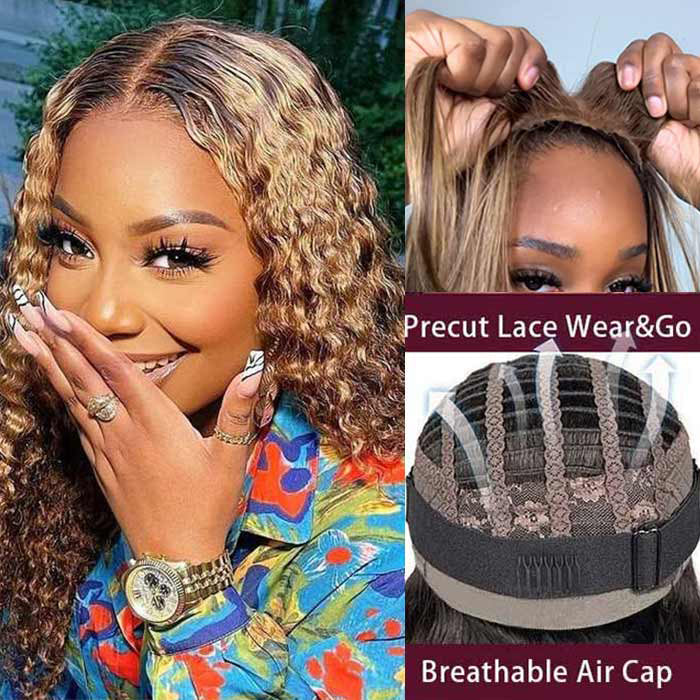 Wear GO Air Cap P4/27 Highlight Deep Wave Curly Wig