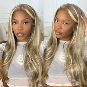 Exclusive Original-Blonde Balayage Transparent HD 13x4 Lace Frontal Wig Straight & Body Wave Human Hair