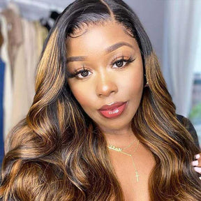 [Flash Deal] Brown Highlight Swiss Lace Wigs Body Wave Virgin Hair