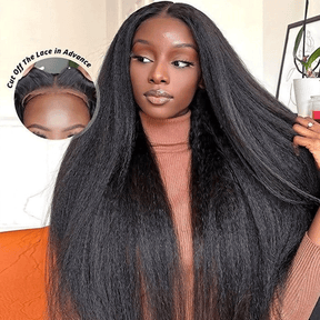 Wear And Go-Kinky Straight HD Glueless Human Hair Pre Cut Lace Wig