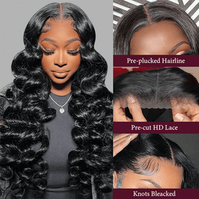 Wear And Go-Glueless Loose Wave Pre-Cut HD Lace Closure Human Hair Wigs