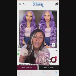 Purple Colored Human Hair Wigs 13x4 Lace Frontal Wig Peruvian Virgin Transparent Body Wave Lace Wigs