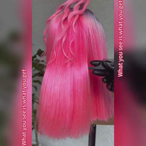 Silver-Pink Ombre Bob 13x4 HD Lace Wigs