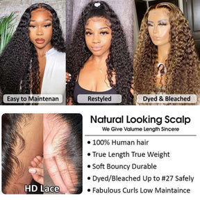 15A Double Drawn Salon Quality-13x4 Thick Afo Kinky Curly HD Lace Frontal Human Hair Wigs