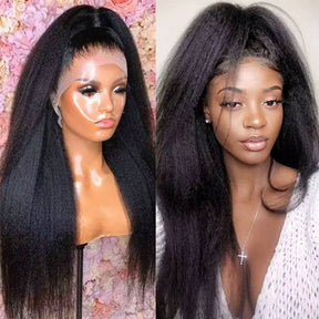 15A Double Drawn Salon Quality-Kinky Straight HD Lace Frontal Human Hair Pre-plucked Glueless Wigs