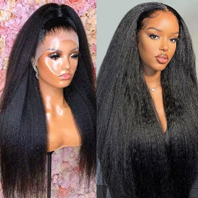 15A Double Drawn Salon Quality-Kinky Straight HD Lace Frontal Human Hair Pre-plucked Glueless Wigs