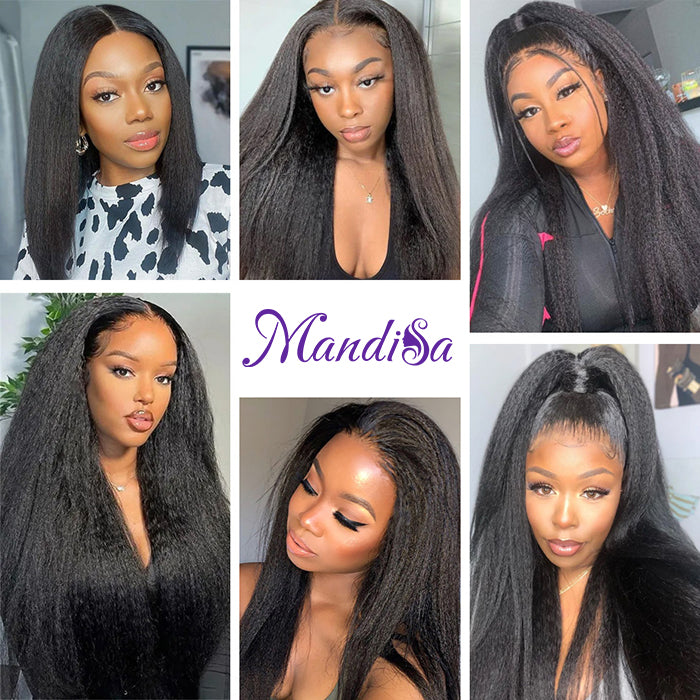 15A Double Drawn Salon Quality-Kinky Straight HD Lace Frontal Human Hair Pre-plucked Glueless Wigs