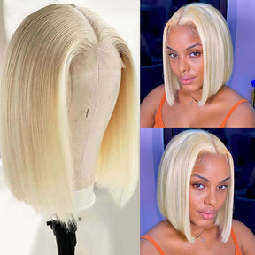 13x4 613 Blonde Bob Wigs Short Straight Bob Lace Frontal Wigs for Women